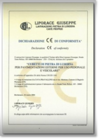 pietra di luserna certificato CE cubetti